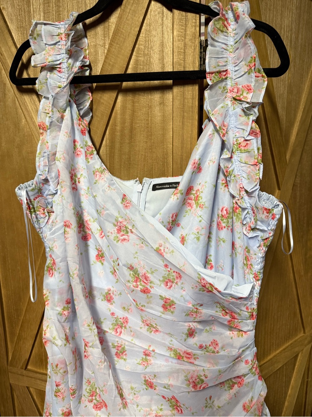 Abercrombie Fitch NWOT Light Blue Floral Ruffled Hi Low Dress XXL - Picture 3 of 5